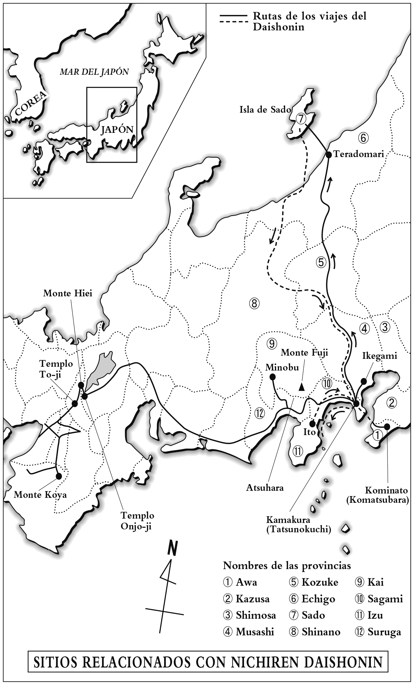 MAPAS:SITIOS RELACIONADOS CON NICHIREN DAISHONIN